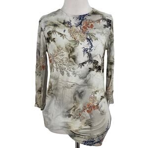 Lisette L Montreal Viscose Floral Asian Ruched Blouse Size XS